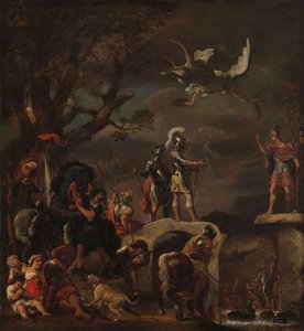 Béketárgyalások Claudius Civilis és Quintus Petillius Cerealis között a lebontott hídon. alkotó: Ferdinand Bol