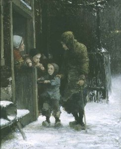 öregasszony és fiatal fiú koldulás alkotó: Ferdinand Carl Sierich
