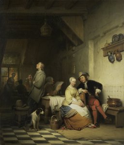 Egy fogadó belseje tizenhetedik századi jelmezben figurákkal alkotó: Ferdinand De Braekeleer (I)