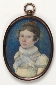 Fiatal nő fehér, mellkasán keresztbe kötött kendővel alkotó: Ferdinand Georg Waldmüller