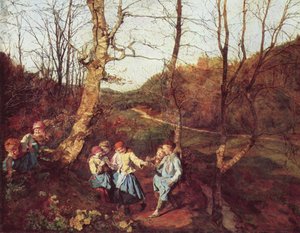 Tavasz a Bécsi-erdőben (Az ibolyagyűjtők) alkotó: Ferdinand Georg Waldmüller