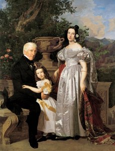 Kerzmann Mátyás Esterházy fejedelmi tanácsos második feleségével, Mária Helénával, születési neve Mikolischütz, és lányával, Mária alkotó: Ferdinand Georg Waldmuller