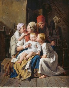 Nagymama örömei. 1852 alkotó: Ferdinand Georg Waldmuller