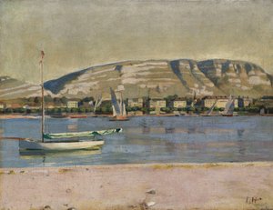 Genfi kikötő és a Saleve, 1878 alkotó: Ferdinand Hodler