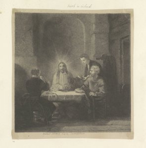 Maaltijd te Emmaus Nyolcvanöt eredeti nyomat gyűjteménye (sorozat címe) alkotó: Ferdinand Lehman