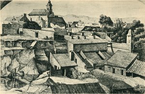 Kőbánya Alt-Matzleinsdorfban, a bécsi Szent Flórián plébániatemplommal, 1814-1815, 1943.