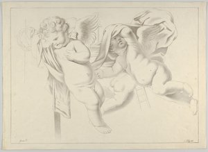 Három putti tanulmánya, kb. 1800-1844. alkotó: Ferdinand Piloty