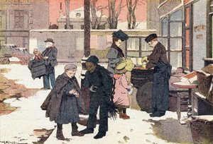 A gesztenyekereskedő, a Gyermekkori képeskönyvben, 1900 körül (metszet) alkotó: Ferdinand Raffin