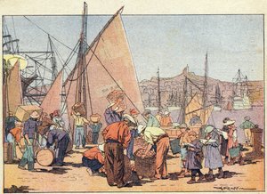 A kikötő, a gyermekkori képeskönyvben, 1900 körül (metszet) alkotó: Ferdinand Raffin