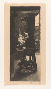 A szobrász műtermében (eredeti cím a tárgyon) alkotó: Ferdinand Schmutzer (signed by artist)