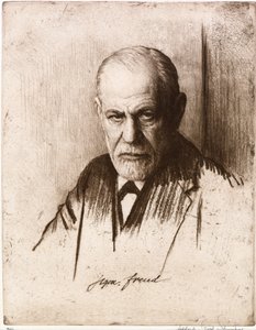 Sigmund Freud (1856-1939) portréja. Ferdinand Schmutzer (1870-1928) munkája, metszet
