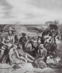 A chioszi mészárlások (litho) alkotó: Ferdinand Victor Eugene (after) Delacroix
