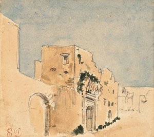 A Moroccan building (pencil & watercolor on paper) alkotó: Ferdinand Victor Eugene Delacroix
