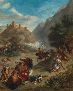 Arabok csatározása a hegyekben alkotó: Ferdinand Victor Eugene Delacroix