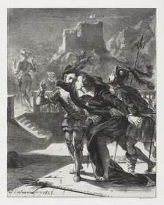 Hamlet: Hamlet rohan, hogy kövesse apja szellemét, 1835. alkotó: Ferdinand Victor Eugene Delacroix