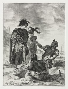 Hamlet: Hamlet és Horatio a sírásókkal, 1843. alkotó: Ferdinand Victor Eugene Delacroix