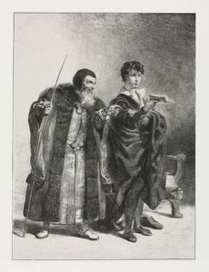 Hamlet: Polonius és Hamlet, 1834. alkotó: Ferdinand Victor Eugene Delacroix