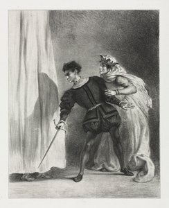 Hamlet: Polonius meggyilkolása, 1834. alkotó: Ferdinand Victor Eugene Delacroix