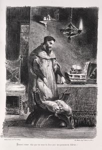Illusztrációk Fausthoz: Faust az öltözőjében, 1828. alkotó: Ferdinand Victor Eugene Delacroix