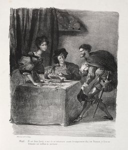 Illusztrációk Fausthoz: A Méphistophelés Marthe-nál van, 1828. alkotó: Ferdinand Victor Eugene Delacroix