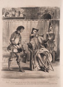Illusztrációk Fausthoz: Méphistophélé fogadja az iskolás fiút, 1828. alkotó: Ferdinand Victor Eugene Delacroix