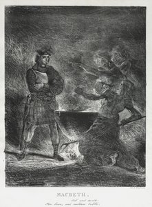 Macbeth tanácsadás a boszorkányokkal, 1825. alkotó: Ferdinand Victor Eugene Delacroix