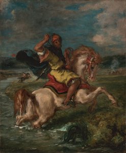 Marokkói lovas átkelés egy Fordon, 1850 körül (olaj, vászon) alkotó: Ferdinand Victor Eugene Delacroix