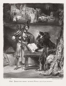 A Faustban megjelenő Mefisztó (Mephisto Faustnak tűnik). 1828 alkotó: Ferdinand Victor Eugene Delacroix