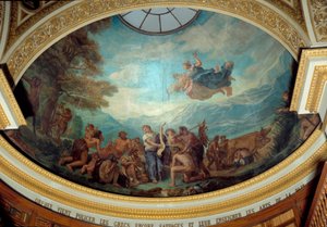 Orphee a még mindig vad görögökre jön, és a béke művészetét tanítja. Eugene Delacroix (1798-1863) freskója a Nemzetgyűlés könyvtárának kupoláját díszíti (Palais Bourbon) 1843 Párizs alkotó: Ferdinand Victor Eugene Delacroix
