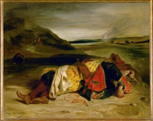 Hassan halála, avagy a hegyekben megölt török tiszt (festmény, vászon) alkotó: Ferdinand Victor Eugene Delacroix