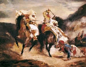 Giaour és pasa harca. Ihlet Lord Byron „Le Giaour” című verséből. Eugene Delacroix (1798-1863) orientalizmus festménye alkotó: Ferdinand Victor Eugene Delacroix
