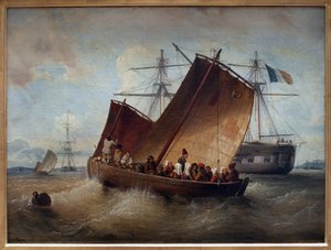 Plougastel csónakja. Ferdinand Perrot (1808-1841) festménye. Olajfestmény