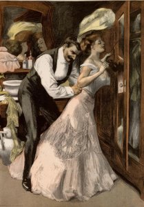 A redout előtt. / Mennyi időre van szüksége egy nőnek, hogy keveset öltözködjön? alkotó: Ferdinand von Reznicek