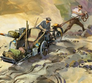 Tízezer mérföldes autóverseny (gouache, papír)