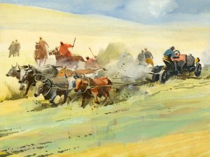 Tízezer mérföldes autóverseny (gouache, papír)