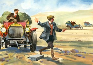 Tízezer mérföldes autóverseny (gouache, papír) alkotó: Ferdinando Tacconi