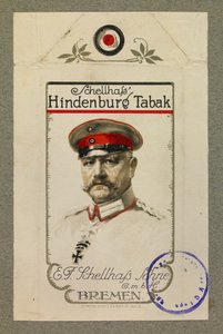 Hindenbourg portréja egy dohánycsomagon alkotó: Fernand Barbier