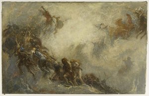 A párizsi Természettudományi Múzeum paleontológiai amfiteátrumának vázlata: Emberi fajták (mennyezet) alkotó: Fernand Cormon