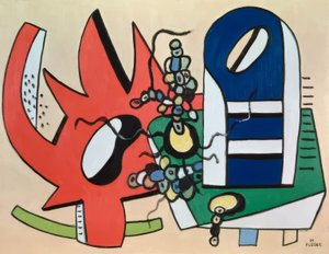 Csendélet vörösben és kékben alkotó: Fernand Leger
