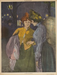 Két mosónő beszélget (színes litho)