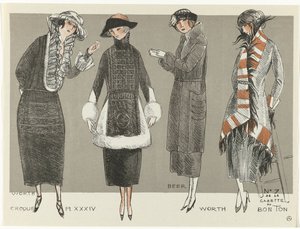 Gazette du Bon Ton, 1920 - No. 7, Croquis Pl XXXIV: Worth / Beer / Worth (cím a tárgyon)