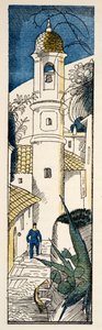 Utca Antibes-ben a Gazette de Bon Ton pubból. 1920 (sablonnyomat)
