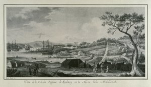 MALASPINA, Alejandro (1754-1809). Olasz-spanyol navigátor és felfedező; BRAMBILA, Fernando (1763-1834). Festő. Ausztrália (18. sz.). Új-Dél-Wales angol gyarmata. Fernando Brambila rajza, amely Alejandro Mal tudományos expedícióját illusztrálja.