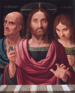 Salvator Mundi Szent Péter és János között, 1507 körül (olaj, fa) alkotó: Fernando Yanez de Almedina