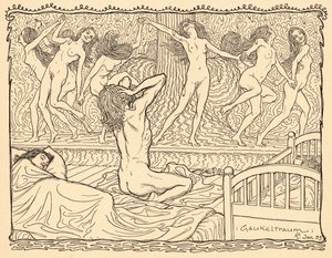 Gaukeltraum, 5. tábla, a „Lebenszeichen” portfólióból, pub. Fritz Heyder Verlag 1908-ban Berlinben alkotó: Fidus