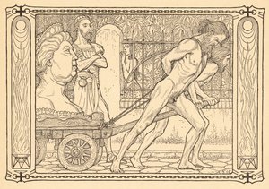 A hétköznapiság szekere előtt, 3. tábla, a „Lebenszeichen” portfólióból, kocsma. Fritz Heyder Verlag 1908-ban Berlinben alkotó: Fidus