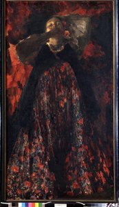 Egy lány (A Girl). Egy parasztasszony népviseletben. Filipp Andrejevics Maliavin (Maliavine) (vagy Andrejevics Maljavin) festménye (1869-1940), olaj, vászon