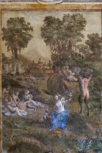 "Szüret", részlet a Camerino dei Bacchanaliból (friss) alkotó: Filippino (and workshop) Lippi