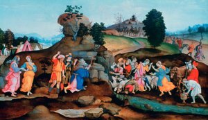 Mózes vizet hoz ki a sziklából, c1500 alkotó: Filippino Lippi