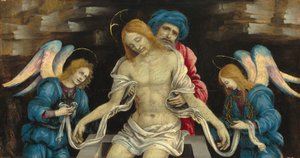 Pietà (Nikodémus és két angyal által gyászolt halott Krisztus), c. 1500 (olaj és esetleg tempera a panelen) alkotó: Filippino Lippi